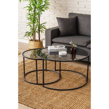 SET 2x Coffee table TOKYO d. 60/80 cm black