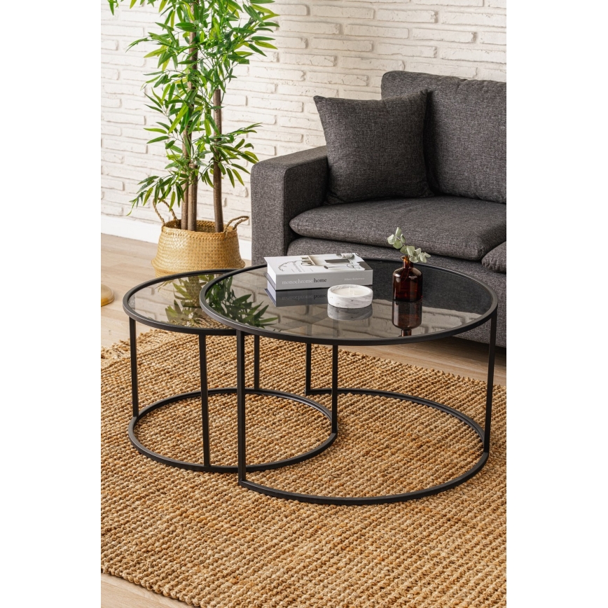 SET 2x Coffee table TOKYO d. 60/80 cm black