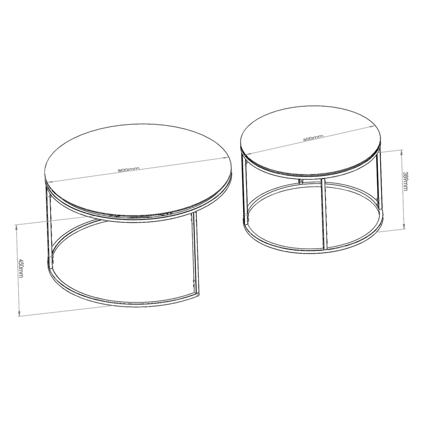 SET 2x Coffee table TOKYO d. 60/80 cm black