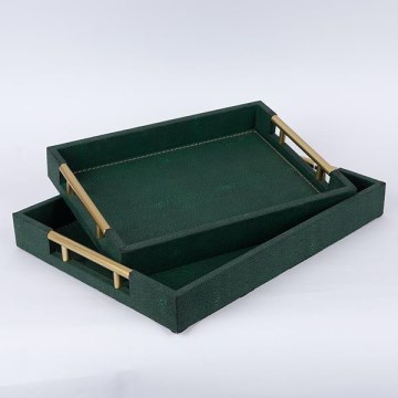 SET 2x Decorative tray 40x30/34x24 cm green