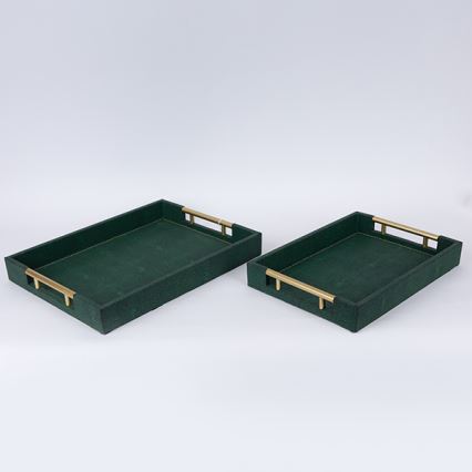SET 2x Decorative tray 40x30/34x24 cm green