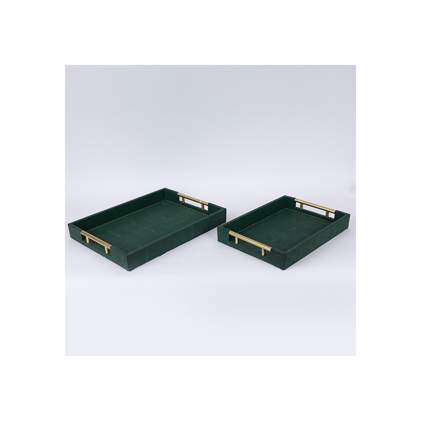SET 2x Decorative tray 40x30/34x24 cm green