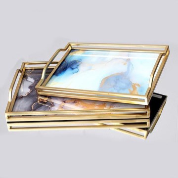 SET 2x Decorative tray 40x30/35x25 cm gold