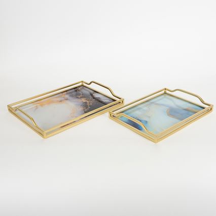 SET 2x Decorative tray 40x30/35x25 cm gold