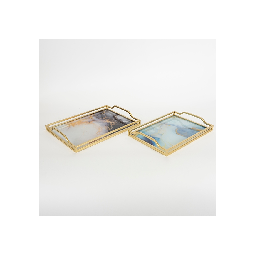 SET 2x Decorative tray 40x30/35x25 cm gold
