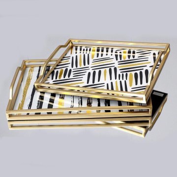 SET 2x Decorative tray 40x30/35x25 cm gold