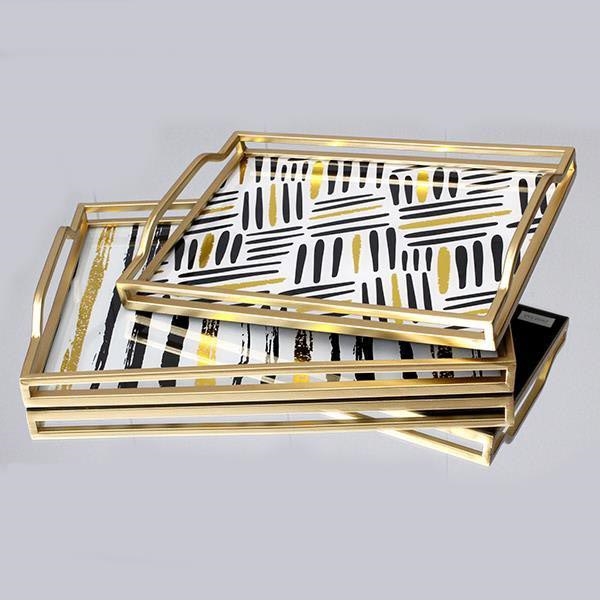 SET 2x Decorative tray 40x30/35x25 cm gold
