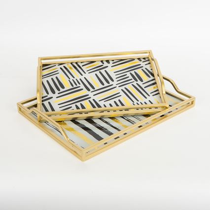 SET 2x Decorative tray 40x30/35x25 cm gold