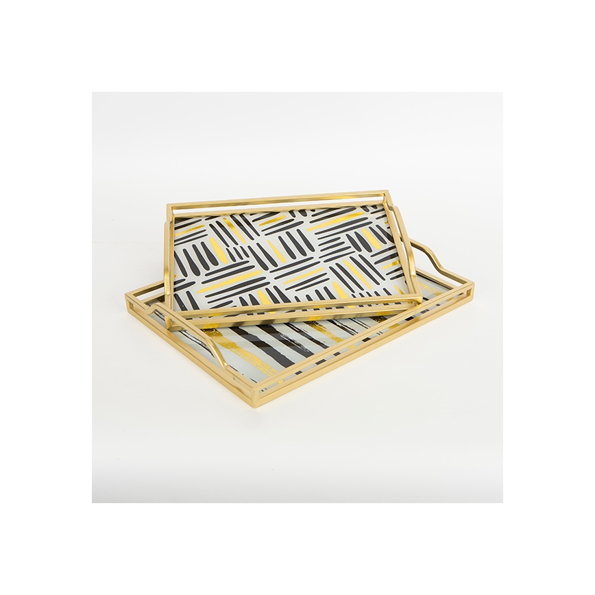 SET 2x Decorative tray 40x30/35x25 cm gold