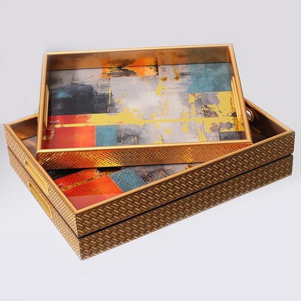 SET 2x Decorative tray 40x30/35x25 cm gold