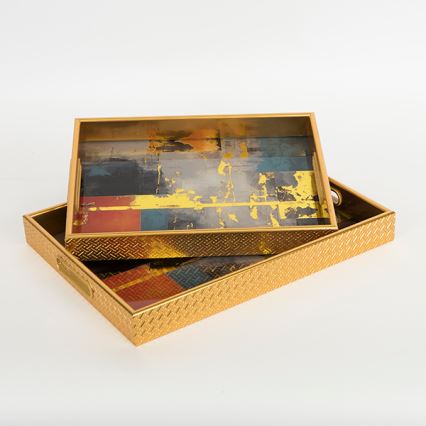 SET 2x Decorative tray 40x30/35x25 cm gold
