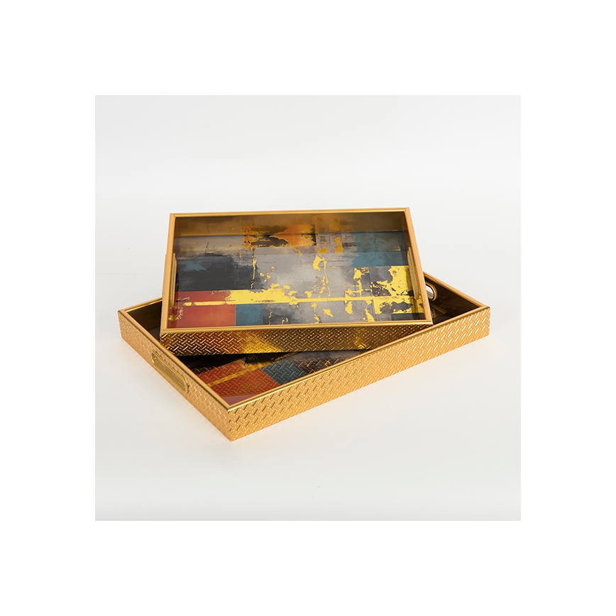 SET 2x Decorative tray 40x30/35x25 cm gold