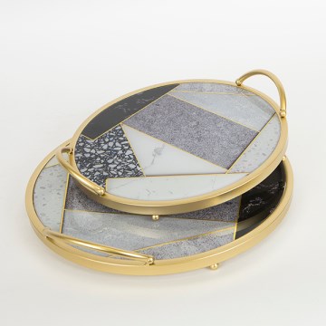 SET 2x Decorative tray d. 35/30 cm gold