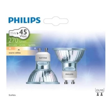 SET 2x Heavy-duty bulb Philips HALOGEN GU10/35W/230V 2800K
