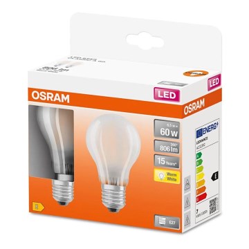 SET 2x LED Bulb A60 E27/6,5W/230V 2700K - Osram