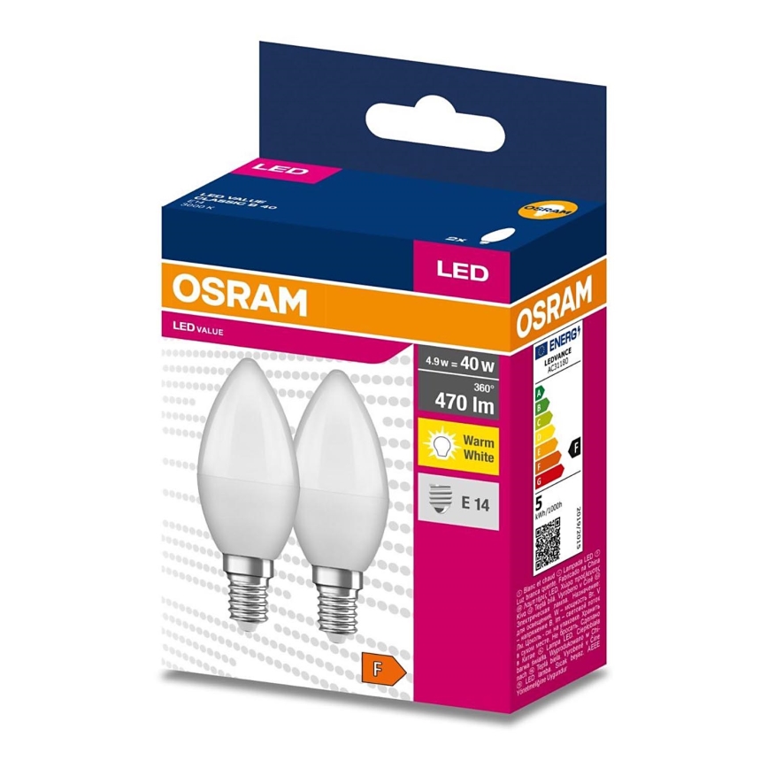 SET 2x LED Bulb B35 E14/4,9W/230V 3000K - Osram