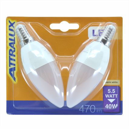 SET 2x LED bulb E14/5,5W/230V 2700K- Attralux