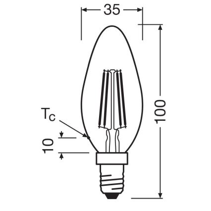 SET 2x LED Bulb FILAMENT B35 E14/4W/230V 4000K - Osram