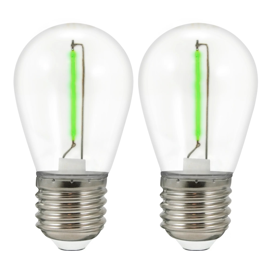 SET 2x LED Bulb PARTY E27/0,3W/36V green