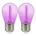 SET 2x LED Bulb PARTY E27/0,3W/36V purple