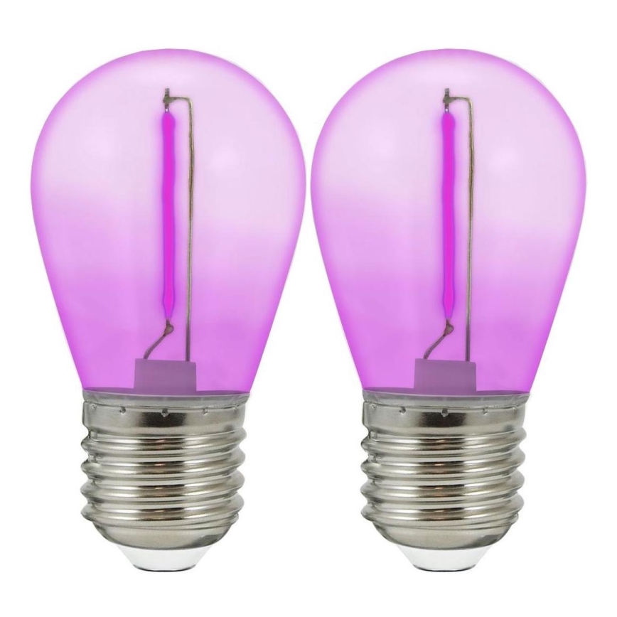 SET 2x LED Bulb PARTY E27/0,3W/36V purple