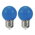 SET 2x LED Bulb PARTY E27/0,5W/36V blue 3000K
