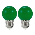 SET 2x LED Bulb PARTY E27/0,5W/36V green 3000K