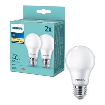 SET 2x LED Bulb Philips A60 E27/4,9W/230V 2700K