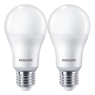 SET 2x LED Bulb Philips A67 E27/13W/230V 4000K