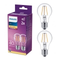 SET 2x LED Bulb VINTAGE Philips A60 E27/4,3W/230V 2700K
