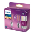 SET 2x LED Bulb VINTAGE Philips E14/4,3W/230V 2700K