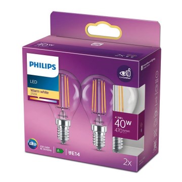 SET 2x LED Bulb VINTAGE Philips E14/4,3W/230V 2700K