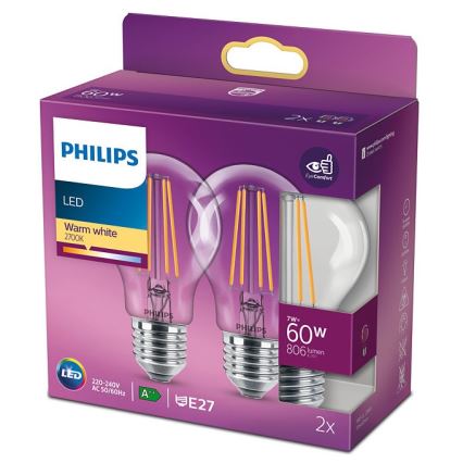 SET 2x LED Bulb VINTAGE Philips E27/7W/230V 2700K