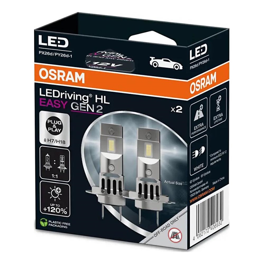SET 2x LED Car bulb EASY GEN H7 PX26d/16W/12V 6500K - Osram