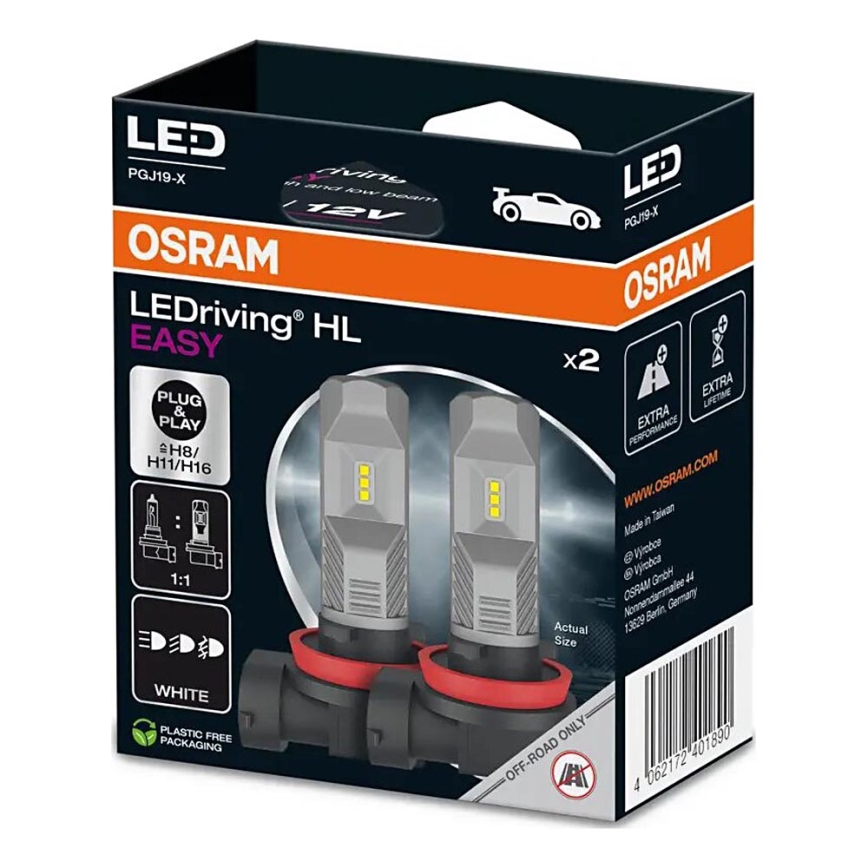 SET 2x LED Car bulb H8/H11/H16 PGJ19-X/8,2W/12V 6000K - Osram