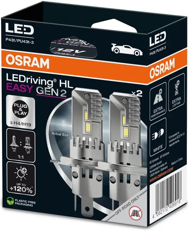 SET 2x LED Car bulb LEDriving H4/H19 P43t/PU43T-3/25W/12V 6500K - Osram