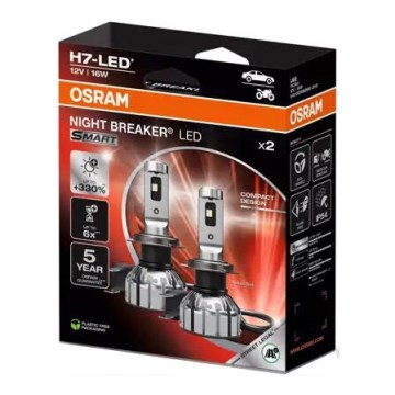 SET 2x LED Car bulb NIGHT BREAKER H7 PX26d/16W/12V 6000K - Osram