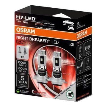 SET 2x LED Car bulb NIGHT BREAKER H7 PX26d/16W/12V 6000K - Osram