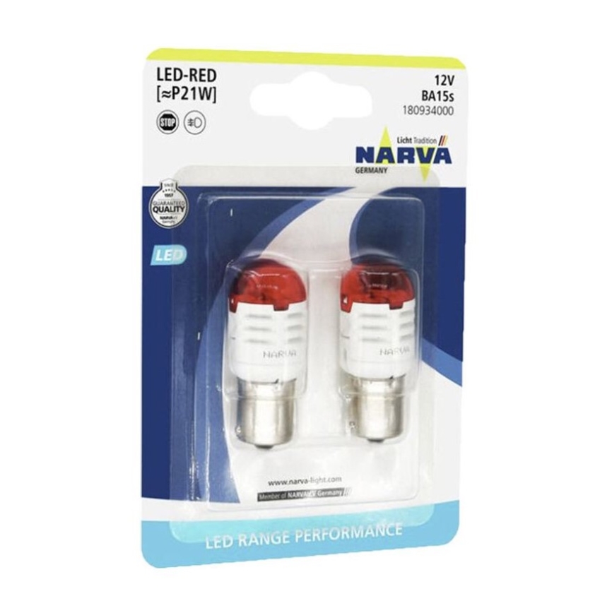 SET 2x LED Car bulb P21W BA15s/1,75W/12V red - Narva 18093RPNVAB2