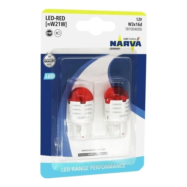 SET 2x LED Car bulb W21W W3x16d/1,75W/12V red - Narva 18100RPNVAB2