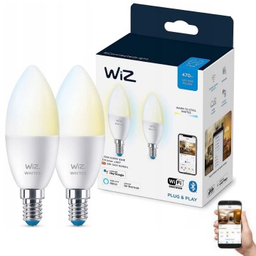 SET 2x LED Dimmable bulb C37 E14/4,9W/230V 2700-6500K CRI 90 Wi-Fi - WiZ