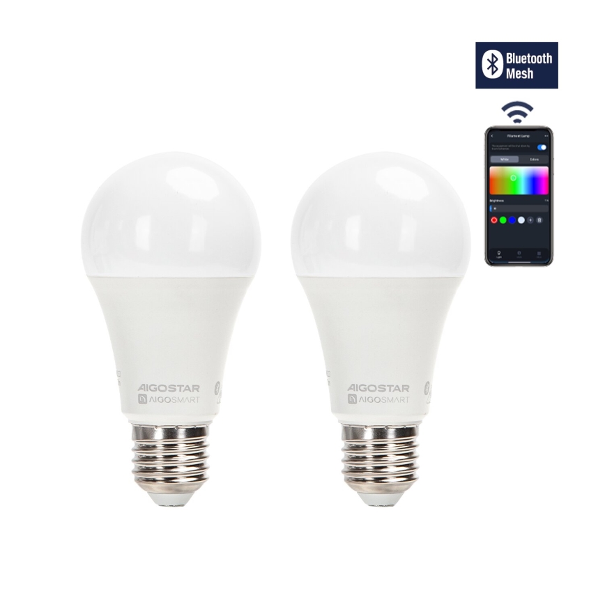 SET 2x LED RGBW Dimmable bulb MESH Smart G45 E14/4,5W/230V 2700-6500K + remote control - Aigostar