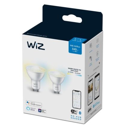 SET 2x LED Dimmable bulb PAR16 GU10/4,7W/230V 2700-6500K CRI 90 Wi-Fi - WiZ