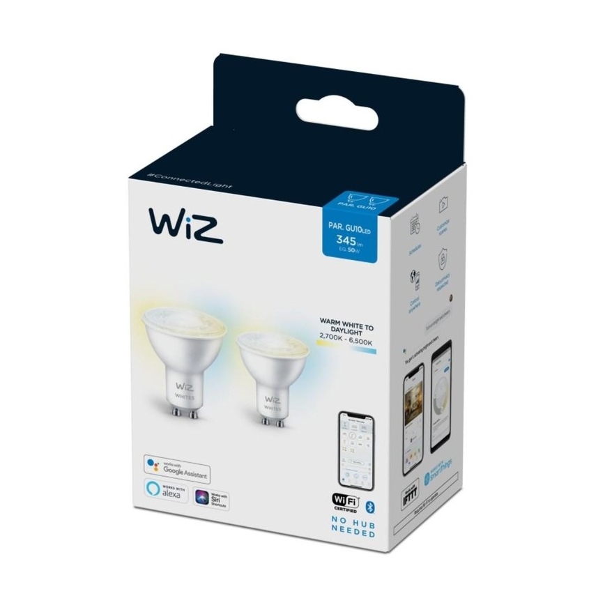 SET 2x LED Dimmable bulb PAR16 GU10/4,7W/230V 2700-6500K CRI 90 Wi-Fi - WiZ