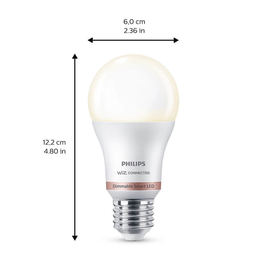 SET 2x LED Dimmable bulb Philips A60 E27/8W/230V Wi-Fi