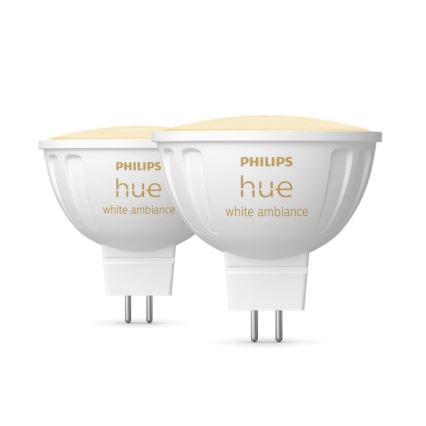 SET 2x LED Dimmable bulb Philips Hue White Ambiance GU5,3/MR16/5,1W/12V 2200-6500K