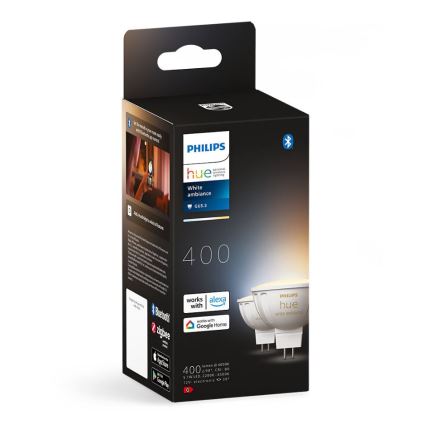 SET 2x LED Dimmable bulb Philips Hue White Ambiance GU5,3/MR16/5,1W/12V 2200-6500K