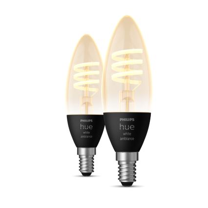 SET 2x LED Dimmable bulb Philips Hue WHITE AMBIANCE E14/4,6W/230V