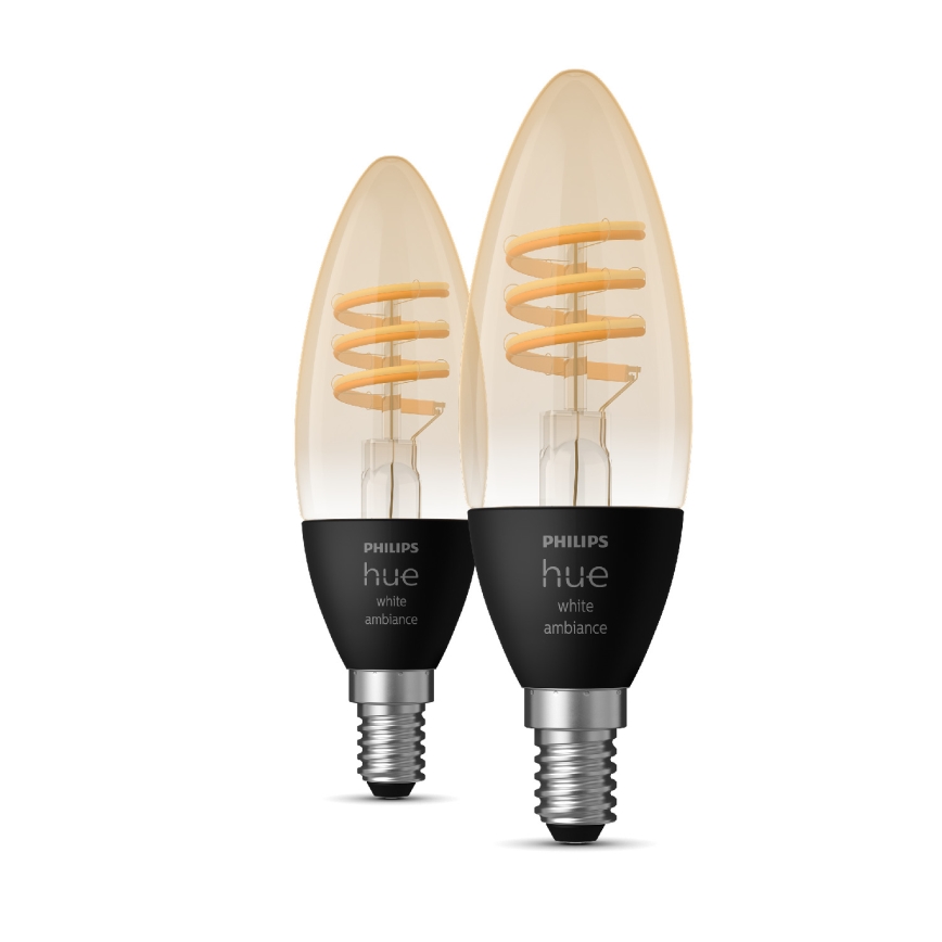 SET 2x LED Dimmable bulb Philips Hue WHITE AMBIANCE E14/4,6W/230V