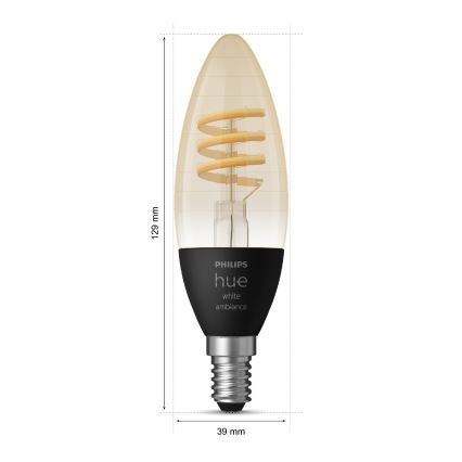 SET 2x LED Dimmable bulb Philips Hue WHITE AMBIANCE E14/4,6W/230V